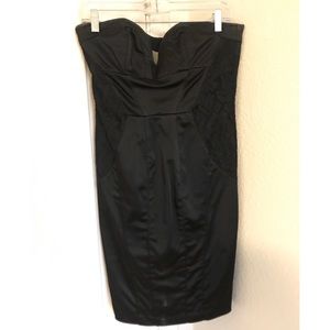 Black strapless Bebe dress